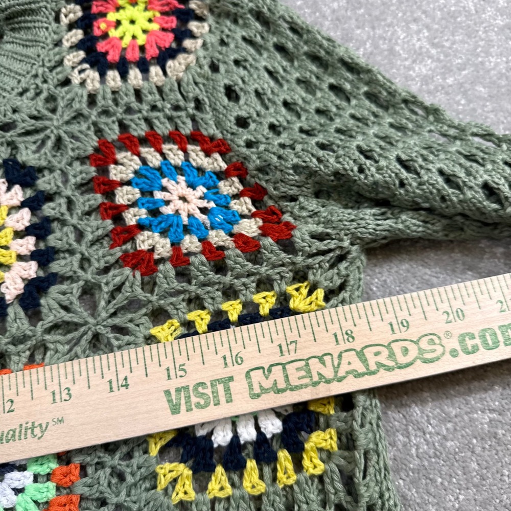 Davi & Dani Crochet Granny Square Bell Sleeve Cropped Sweater S Hippie Festival - Picture 12 of 14